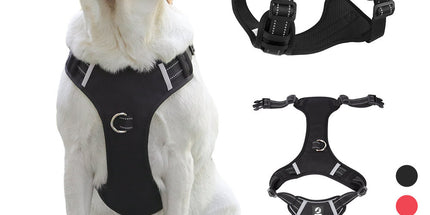Size L Red Reflective No-Pull Dog Harness - Adjustable & Durable for Large Breeds, Anti-Escape Design
