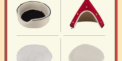 Festive Detachable Pet House - Cozy Pine Needle Wool Christmas Hat Design (S - 37x46cm)
