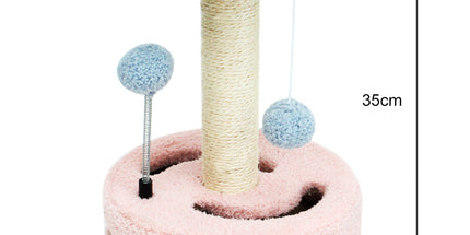 Blue And Pink Sunflower Cat Scratching Post - 35cm Sisal Cat Tree with Plush Toys for Small Cats