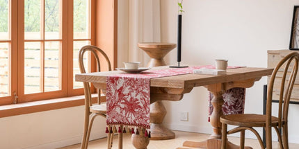 Red Coconut Tree 33-180cm Elegant Geometric Jacquard Table Runner with Tassels - Modern Dining & Coffee Table Decor
