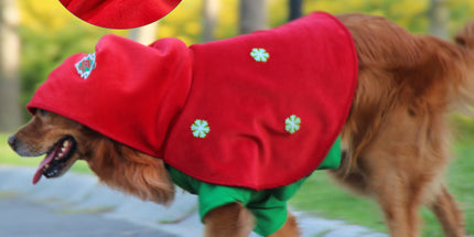 Christmas Dog Costume - Festive Hooded Cape & Green Jumpsuit Outfit (Size : 5XL)