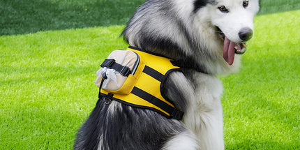 Size L Black and Yellow Ultimate Dog Harness Vest with Backpack - Padded, Reflective & Adjustable for Medium to Large Breeds
