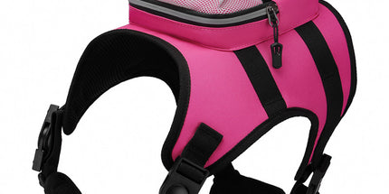 Size S Black and Pink Ultimate Dog Harness Vest with Backpack - Padded, Reflective & Adjustable for Medium Sized Dogs