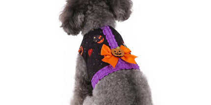 XL Halloween Pumpkin Dog Harness Dress - Festive Costume Vest with Leash Ring for Small Dogs