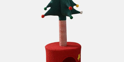 Festive Christmas Tree Cat Scratcher & Condo | 2-in-1 Sisal Post with Cozy Hideaway Bed