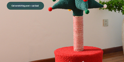 Festive Christmas Tree Cat Scratcher & Condo | 2-in-1 Sisal Post with Cozy Hideaway Bed