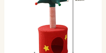 Festive Christmas Tree Cat Scratcher & Condo | 2-in-1 Sisal Post with Cozy Hideaway Bed