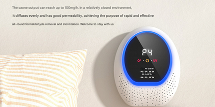 White Rechargeable Ozone & UV-C Air Purifier with Remote - Portable Odor Eliminator for Home, Pets & Closets