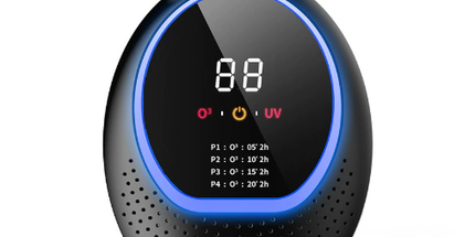 Black Rechargeable Ozone & UV-C Air Purifier with Remote - Portable Odor Eliminator for Home, Pets & Closets