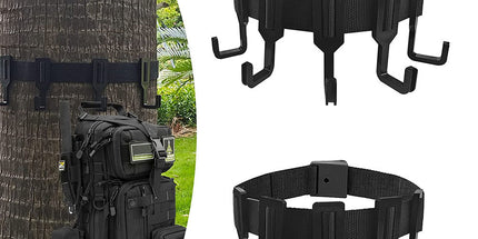 2-Piece Tree Stand Gear Hanger Set - Tactical Webbing Straps with 5 Hooks for Hunting & Camping