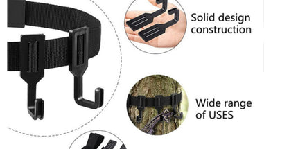 2-Piece Tree Stand Gear Hanger Set - Tactical Webbing Straps with 5 Hooks for Hunting & Camping