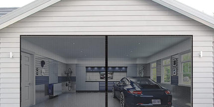 No-Drill Magnetic Garage Door Screen - Polyester Mosquito Net Curtain, Cross-border Home Summer Velcro Garage Door Mesh (244x214cm)