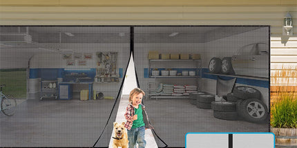 No-Drill Magnetic Garage Door Screen - Polyester Mosquito Net Curtain, Cross-border Home Summer Velcro Garage Door Mesh (244x214cm)
