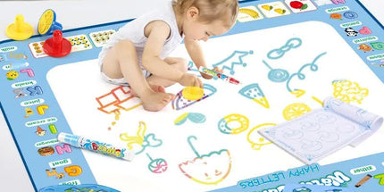 80x60CM Christmas Style Magic Water Doodle Mat Toy | Reusable Aqua Painting Set with 9 Accessories, Mess-Free Water Painting Learning Blanket