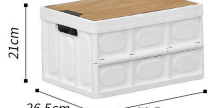White Collapsible Small Standard Storage Box with Wooden Table Top(39x27x21CM) - Car Trunk Organiser for Australian Camping & Home Use