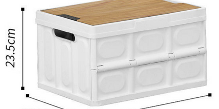 Black Collapsible Medium Standard Storage Box with Wooden Table Top(42x28x23CM) - Car Trunk Organiser for Australian Camping & Home Use
