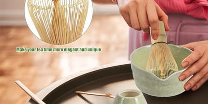 Black Complete Matcha Tea Ceremony Set - 4-Piece Japanese Traditional Whisk, Bowl, Whisk Holder & Scoop for Authentic Preparation at Home