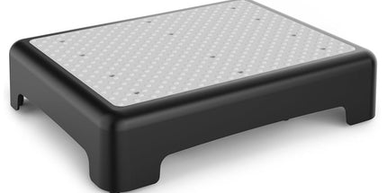 Portable Outdoor Half Step Stool Non-Slip Mobility Aid Large Platform 50x40cm for Elderly Home Car & Bath Use Black Base with White Top Mat