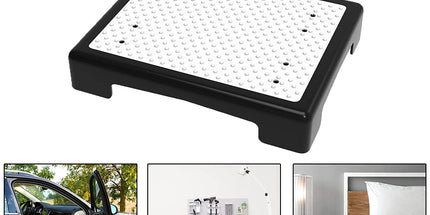 Portable Outdoor Half Step Stool Non-Slip Mobility Aid Large Platform 43x33cm for Elderly Home Car & Bath Use Black Base with White Top Mat
