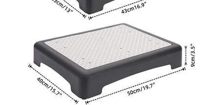 Portable Outdoor Half Step Stool Non-Slip Mobility Aid Compact Platform 43x33cm for Bath Home & Car Use White Base with Blue Top Mat