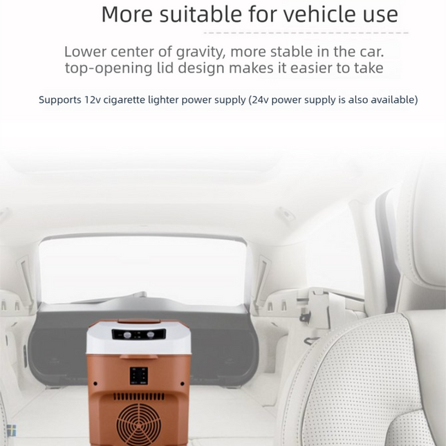 10L Portable Electric Cooler & Warmer Car Fridge with Digital Display 12V/240V Dual Power for Camping Road Trips & Home Office Brown