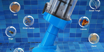 Blue and White Cordless Underwater Pool Vacuum with 3 Cleaning Heads & 164cm Extended Reach - Rechargeable Handheld Spa & Pond Cleaner
