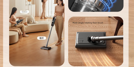 White Wireless Stick Vacuum Cleaner with 14000Pa Suction, HEPA Filter & 350ml Water Tank for Wet Dry Cleaning, Ideal for Home Use