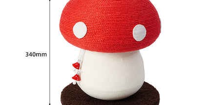 Red Mushroom Cat Tree with Sisal Scratching Post - Large Vertical Cat Climber, Durable Scratch-Resistant Design with Hanging Toys, Stylish Home Decor for Indoor Cats(340mm*280mm)