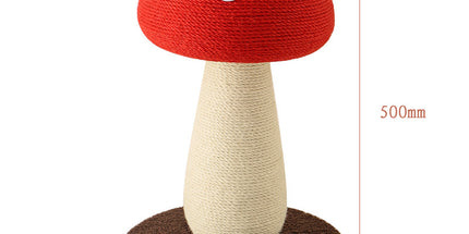 Red Mushroom Cat Tree with Sisal Scratching Post - Large Vertical Cat Climber, Durable Scratch-Resistant Design with Hanging Toys, Stylish Home Decor for Indoor Cats(500mm*350mm)
