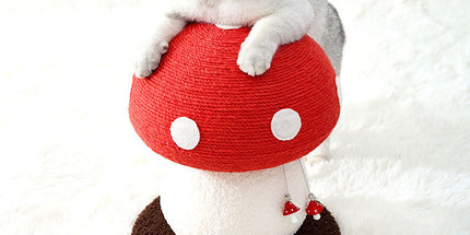 Red Mushroom Cat Tree with Sisal Scratching Post - Large Vertical Cat Climber, Durable Scratch-Resistant Design with Hanging Toys, Stylish Home Decor for Indoor Cats(500mm*350mm)