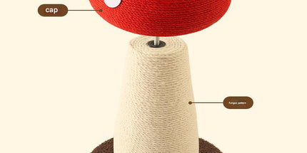 Red Mushroom Cat Tree with Sisal Scratching Post - Large Vertical Cat Climber, Durable Scratch-Resistant Design with Hanging Toys, Stylish Home Decor for Indoor Cats(500mm*350mm)
