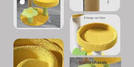 Green Cactus Pineapple Cat Tree with Scratching Post & Cozy Perch - Multi-Level Cat Tower with Flower Platform and Hanging Ball for Indoor Cats