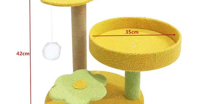 Pineapple Pineapple Cat Tree with Scratching Post & Cozy Perch - Multi-Level Cat Tower with Flower Platform and Hanging Ball for Indoor Cats