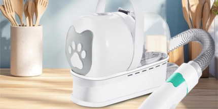 7-in-1 White Multifunctional Pet Grooming Vacuum Kit - Dog Cat Home Barber Shop & Low Noise Shedding Groomer with 1L Large Dust Cup