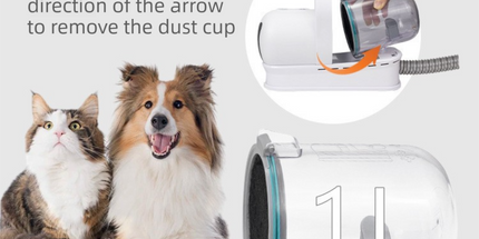 7-in-1 White Multifunctional Pet Grooming Vacuum Kit - Dog Cat Home Barber Shop & Low Noise Shedding Groomer with 1L Large Dust Cup