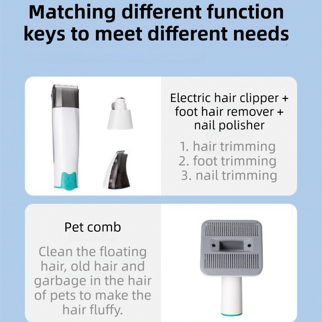 7-in-1 White Multifunctional Pet Grooming Vacuum Kit - Dog Cat Home Barber Shop & Low Noise Shedding Groomer with 1L Large Dust Cup