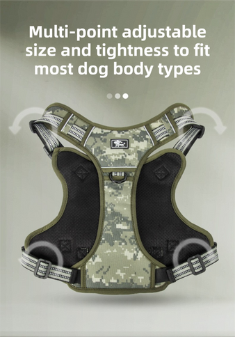 3-Piece Black Tactical Dog Harness Set (S Size) - Heavy Duty No-Pull Vest with Detachable Tactical Pouch & Climbing Rope Leash