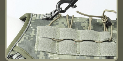 3-Piece Camouflage Tactical Dog Harness Set (S Size) - Heavy Duty No-Pull Vest with Detachable Tactical Pouch & Climbing Rope Leash