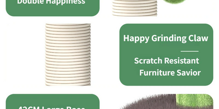 Large Multi-Functional Cat Tree & Activity Tower - All-in-One 70CM Tall Sisal Scratching Post, 31CM Diameter Plush Condo and Interactive Wobbling Feeder