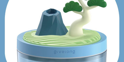 Pine Tree Blue USB Portable Bionic Landscape Humidifier and Creative Potted Plant Air Diffuser - 7-Color Night Light & 2-Mode Mist Timer