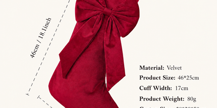 18 Inch Oversized Luxury Velvet Christmas Stocking with Bow & Loop, Fireplace Hanging Gift Bag, Holiday Mantel Decor and Present Holder, 4PCS Set in Red Green Grey Gold