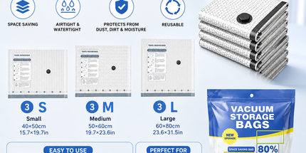 Portable Cordless Handheld Vacuum Cleaner & 9-piece Vacuum Storage Bag Set, 4-in-1 Air Duster, Vacuum Pump and Suction Cleaner with Reusable Compression Bags for Home and Travel