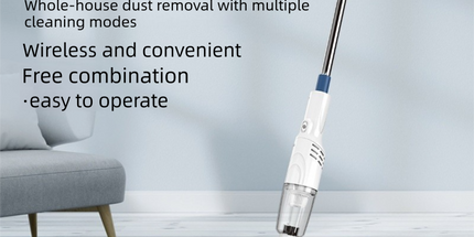 White Cordless Handheld Vacuum Cleaner with Extension Wand -  Wireless Home, Car and Pet Hair Vacuum, USB Rechargeable Lightweight Dust Mite Cleaner