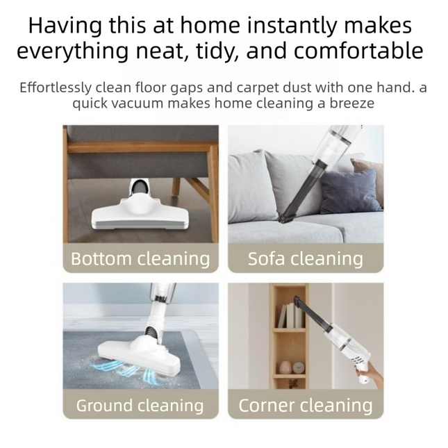 2-piece Home Cleaning  Bundle - Golden UV Mattress Mite Vacuum Cleaner & White Cordless Handheld Stick Vacuum Set, Wireless Rechargeable Home Car Pet Hair Cleaning Kit