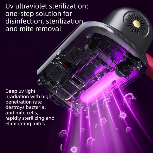 2-piece Home Cleaning  Bundle - Red UV Mattress Mite Vacuum Cleaner & White Cordless Handheld Stick Vacuum Set, Wireless Rechargeable Home Car Pet Hair Cleaning Kit