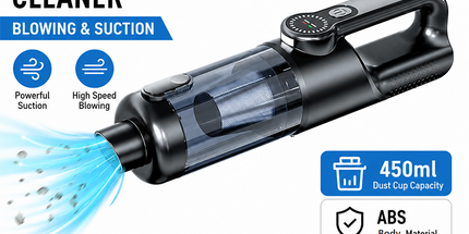 Black and Grey Cordless Handheld Vacuum Cleaner 17000Pa High Suction Portable Rechargeable 5 in 1 Car Home Cleaning Device Multi Function Dust Removal Tool Lightweight Easy Clean ECO MAX Modes
