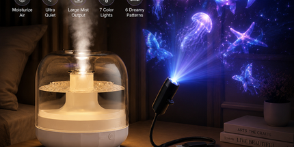 2-piece Bedroom Atmosphere Bundle –White Ultrasonic Aroma diffuser Humidifier & Dreamy Butterfly and Marine Life Series Projector Night Light for Relaxing Home Decor, Perfect Gift for Her
