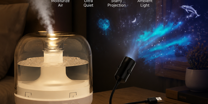 2-piece Bedroom Atmosphere Bundle – White Ultrasonic Aroma diffuser Humidifier & Starry Sky Series Projector Night Light for Relaxing Home Decor, Perfect Gift for Her