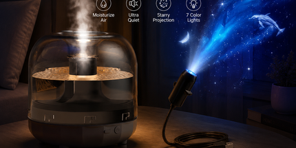 2-piece Bedroom Atmosphere Bundle – Black Ultrasonic Aroma diffuser Humidifier & Starry Sky Series Projector Night Light for Relaxing Home Decor, Perfect Gift for Her