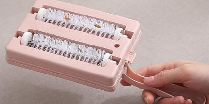 Winter Cleaning Kit White Wireless Dust Mite Vacuum and Pink Double Roller Carpet Brush Combo - UV Light, 500ml Dust Cup, Hot Air Drying, Lightweight PP Carpet Brush for Bed, Sofa and Floor Cleaning